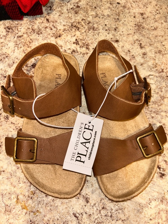 The Children's Place Other - The Children's Place Tan Brown Faux-Leather Double-Buckle Sandals